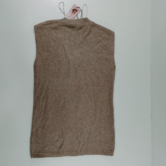 Sincerely Jules Sleeveless Cable Knit Sweater Vest Womens Size XS Beige - Picture 2 of 7